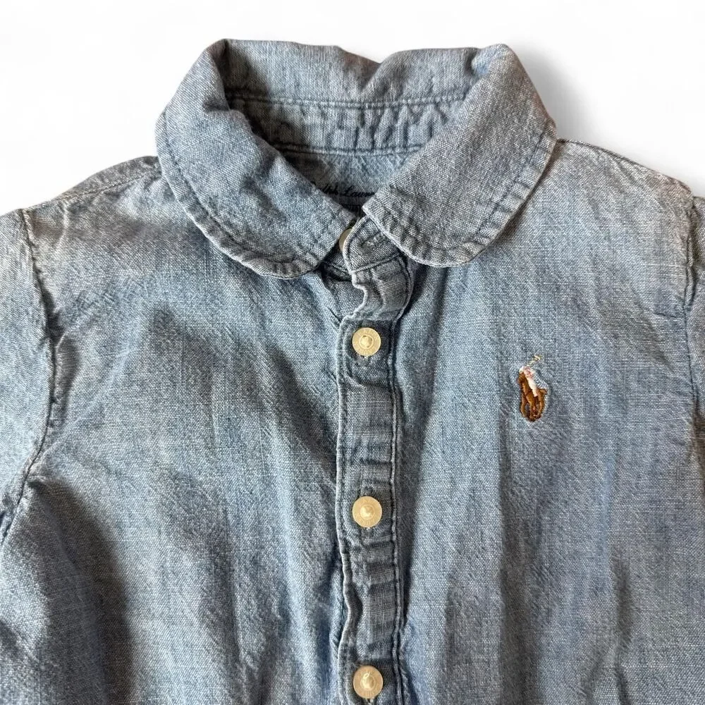 Ralph Lauren Chambray Peplum Top & Floral Leggings Set 12M